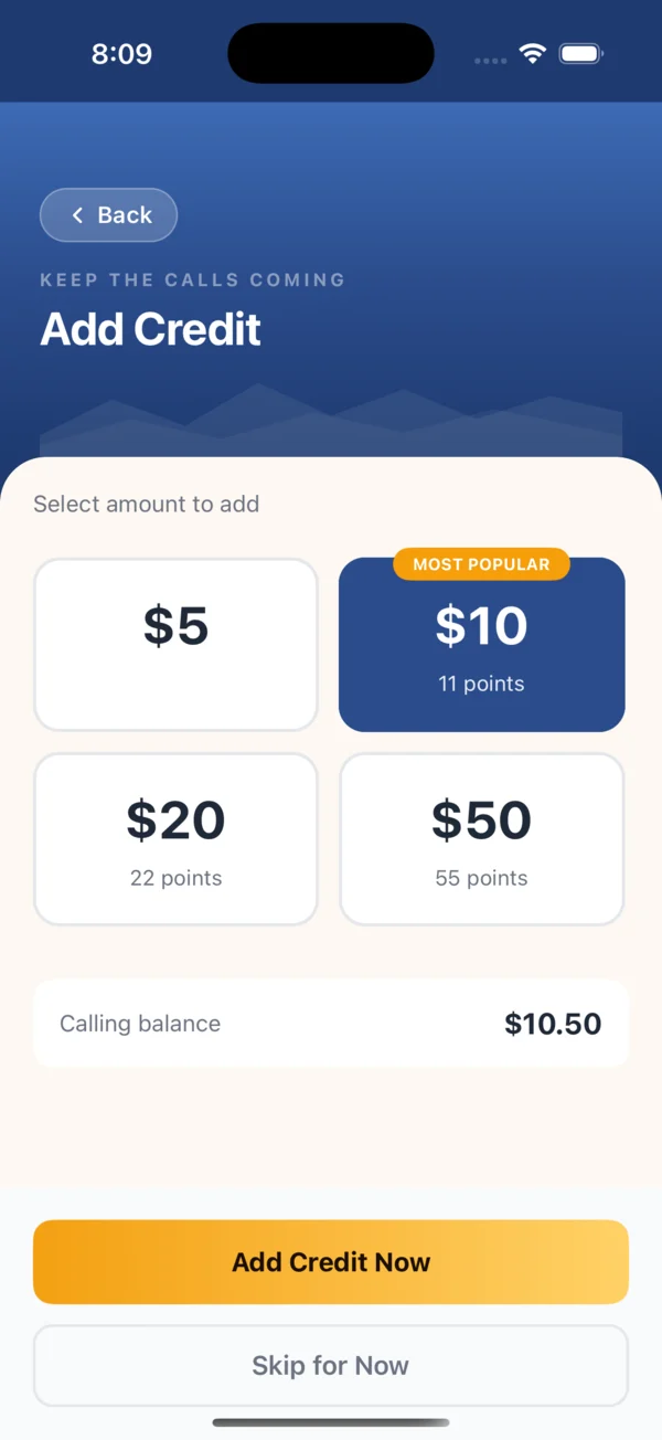 Top up in seconds